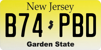 NJ license plate B74PBD