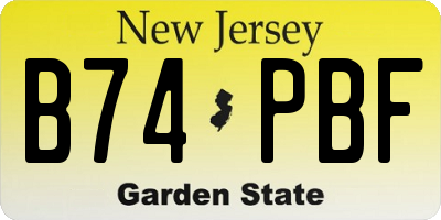 NJ license plate B74PBF