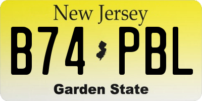 NJ license plate B74PBL
