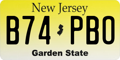 NJ license plate B74PBO