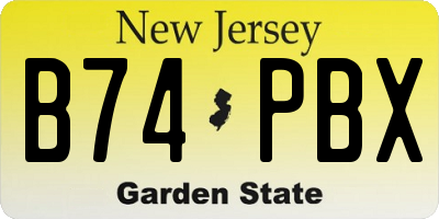NJ license plate B74PBX