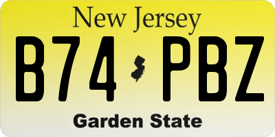 NJ license plate B74PBZ