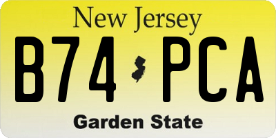 NJ license plate B74PCA
