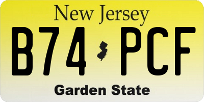NJ license plate B74PCF