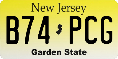 NJ license plate B74PCG