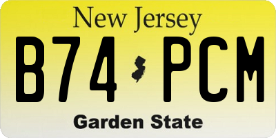 NJ license plate B74PCM