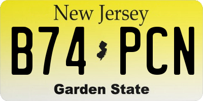 NJ license plate B74PCN
