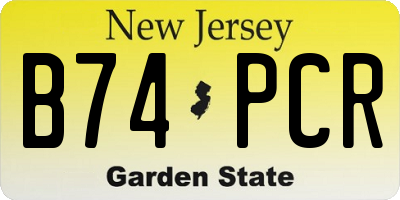 NJ license plate B74PCR