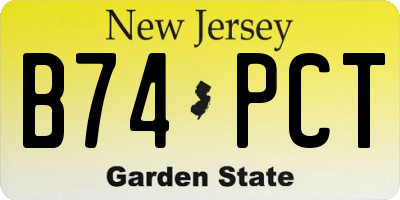 NJ license plate B74PCT