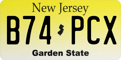 NJ license plate B74PCX