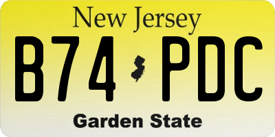 NJ license plate B74PDC