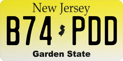 NJ license plate B74PDD