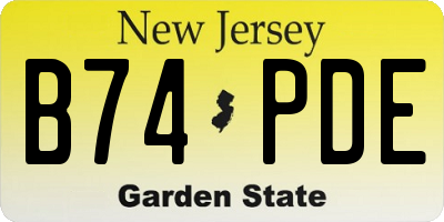 NJ license plate B74PDE