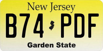 NJ license plate B74PDF