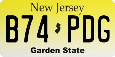 NJ license plate B74PDG