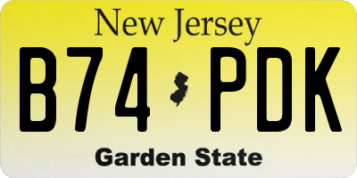 NJ license plate B74PDK