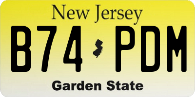 NJ license plate B74PDM