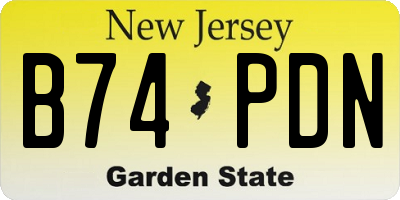 NJ license plate B74PDN