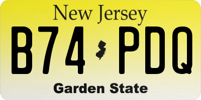 NJ license plate B74PDQ