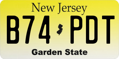NJ license plate B74PDT