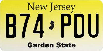 NJ license plate B74PDU