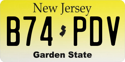 NJ license plate B74PDV