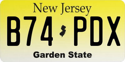 NJ license plate B74PDX