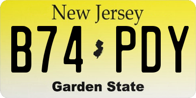 NJ license plate B74PDY