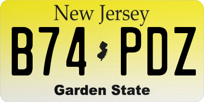 NJ license plate B74PDZ