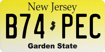 NJ license plate B74PEC