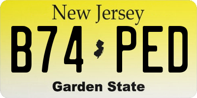NJ license plate B74PED