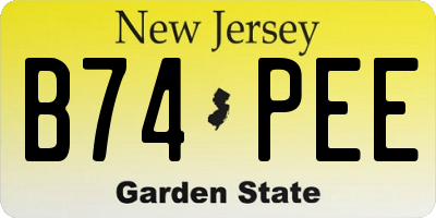 NJ license plate B74PEE