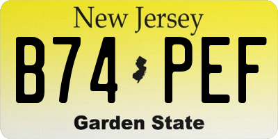 NJ license plate B74PEF