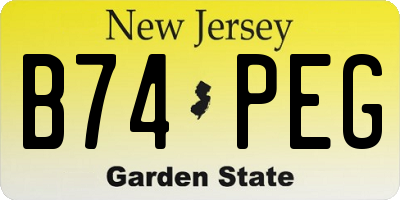 NJ license plate B74PEG