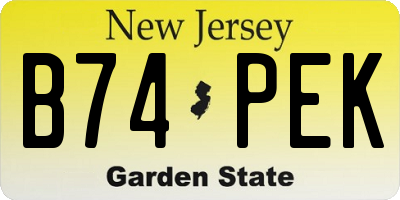 NJ license plate B74PEK