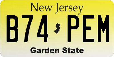 NJ license plate B74PEM