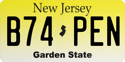 NJ license plate B74PEN