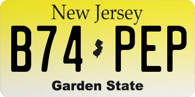 NJ license plate B74PEP