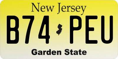 NJ license plate B74PEU