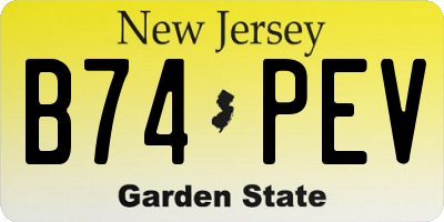 NJ license plate B74PEV