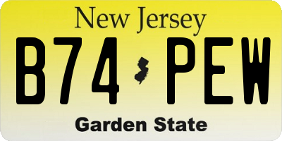 NJ license plate B74PEW