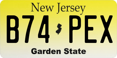NJ license plate B74PEX