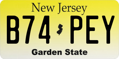 NJ license plate B74PEY