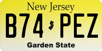 NJ license plate B74PEZ
