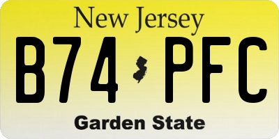 NJ license plate B74PFC