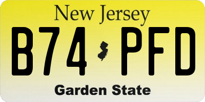 NJ license plate B74PFD