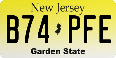 NJ license plate B74PFE