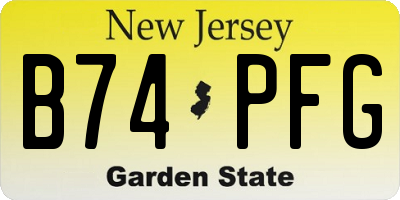 NJ license plate B74PFG