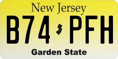 NJ license plate B74PFH
