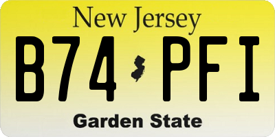 NJ license plate B74PFI